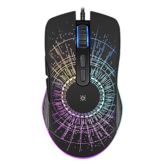 Defender Myš Sirius GM-660L, 3200DPI, optická, 7tl., 1 kolečko, drátová USB, černá, herní, RGB