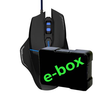 E-Blue Myš Mazer V2, 2500DPI, optická, 6tl., 1 kolečko, drátová USB, černá, herní, e-box