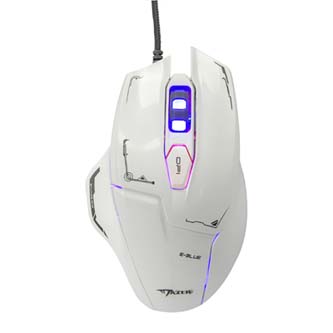 E-Blue Myš Mazer, 2500DPI, optická, 6tl., 1 kolečko, drátová USB, bílá, herní