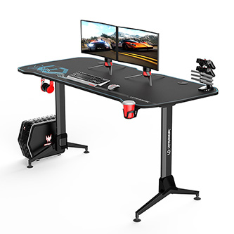ULTRADESK Herní stůl GRAND BLUE, 160x70 cm, 70-80 cm, 3 úrovně výšky, s XXL podložkou pod myš, držák sluchátek i nápojů