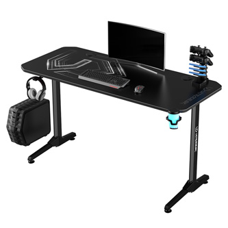 ULTRADESK Herní stůl FRAG - WHITE, 140x66 cm, 76 cm, s XXL podložkou pod myš, s ultradesk BEAM, držák sluchátek i nápojů