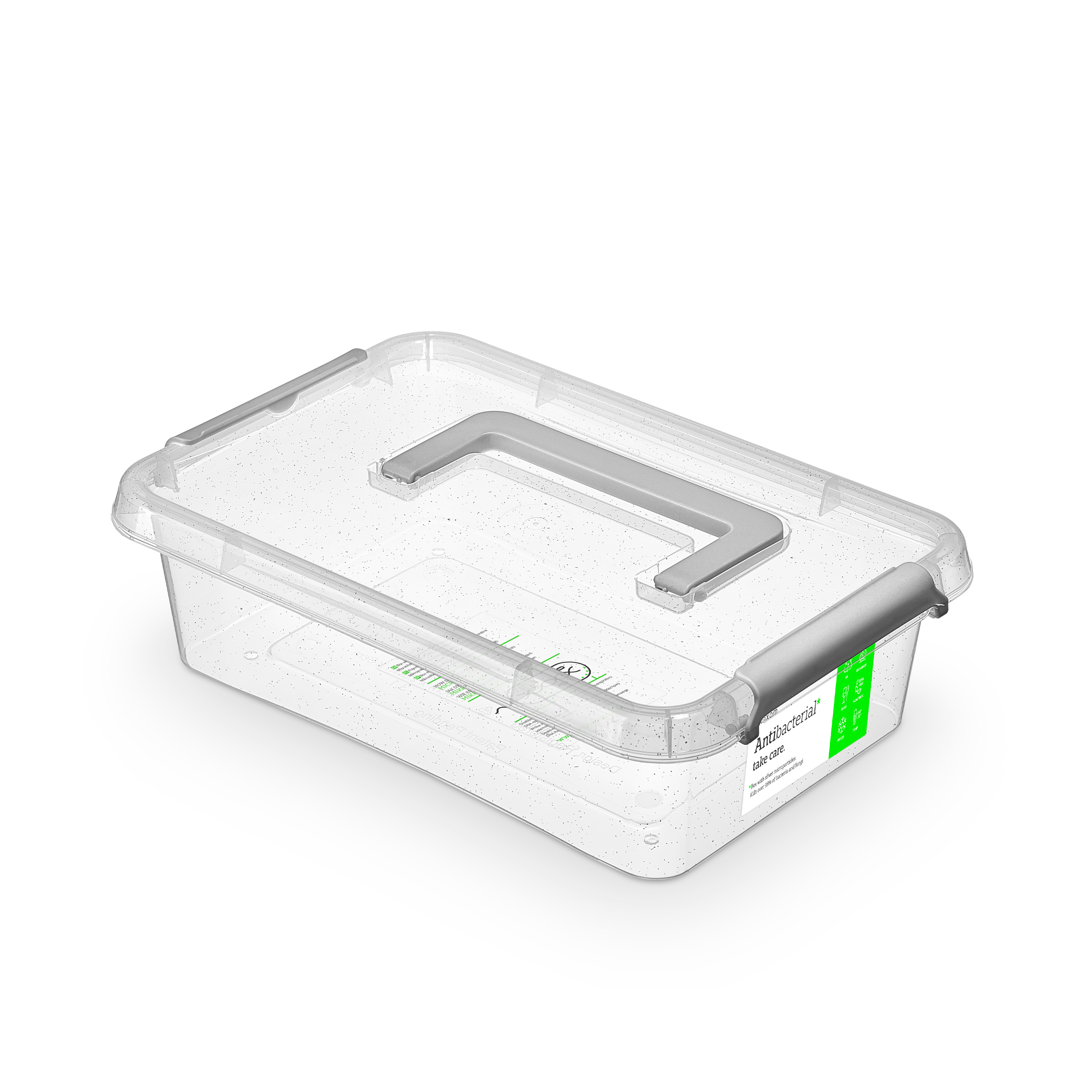 Antibakteriální box  3,1 l 29x20x8cm,rukojeť,transp.plast