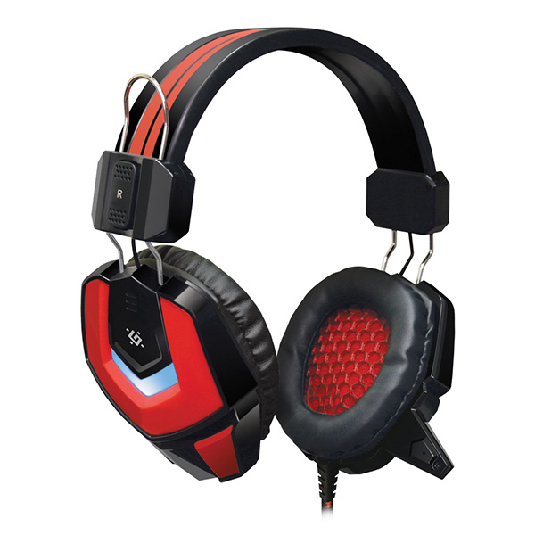 Defender Ridley, herní sluchátka s mikrofonem, ovládání hlasitosti, černo-červená, 2.0, 50 mm měniče typ 2x 3.5 mm jack + USB