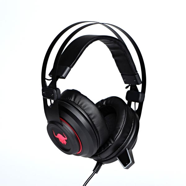 RED FIGHTER H3, sluchátka s mikrofonem, ovládání hlasitosti, černo-červená, herní, podsvícená, 2x 3.5 mm jack + USB